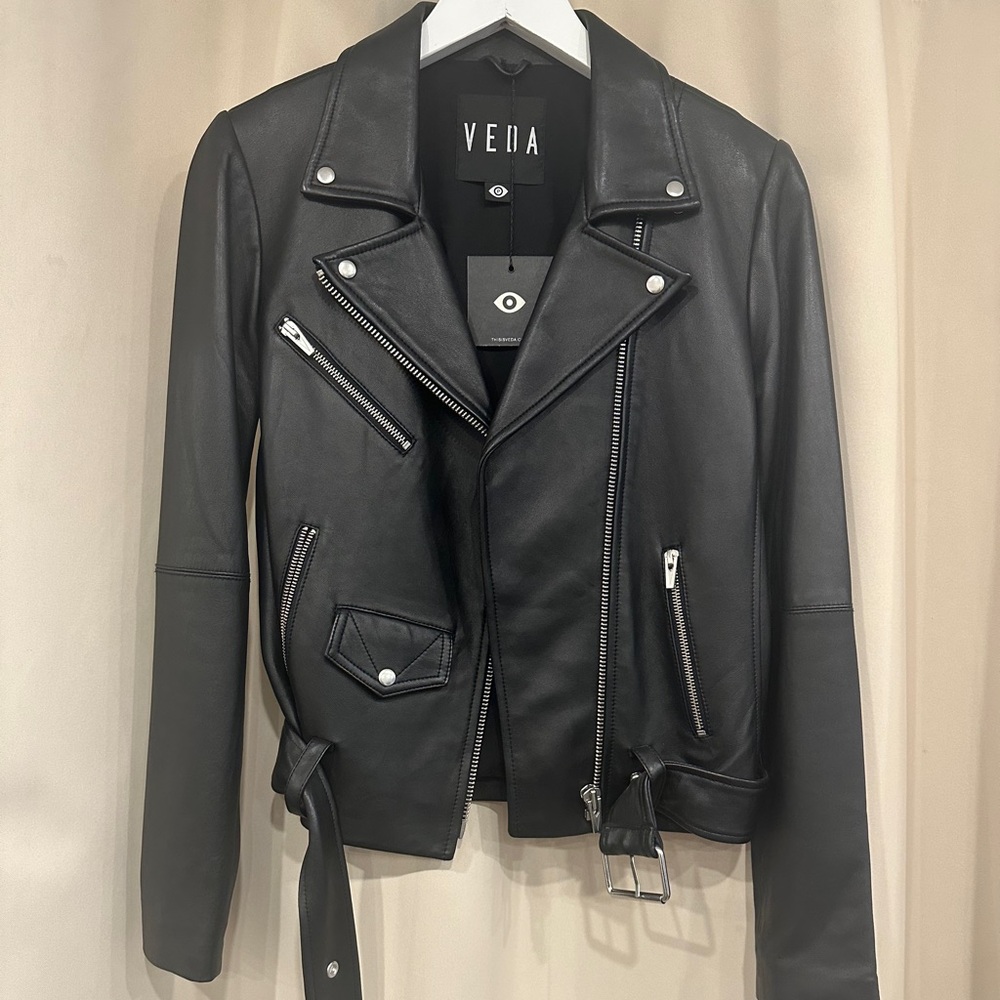 Veda Black Leather Jacket